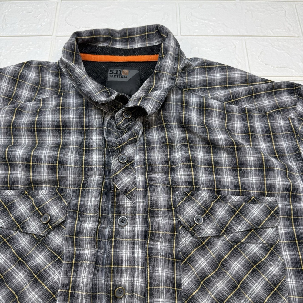 5.11 TACTICAL Mens Gray Plaid Covert Flex Stretch Long Sleeve Snap Shirt XL